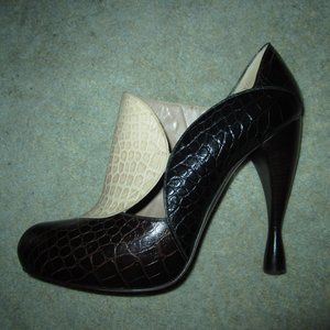 Emporio Armani 3 color croc look high heel booties